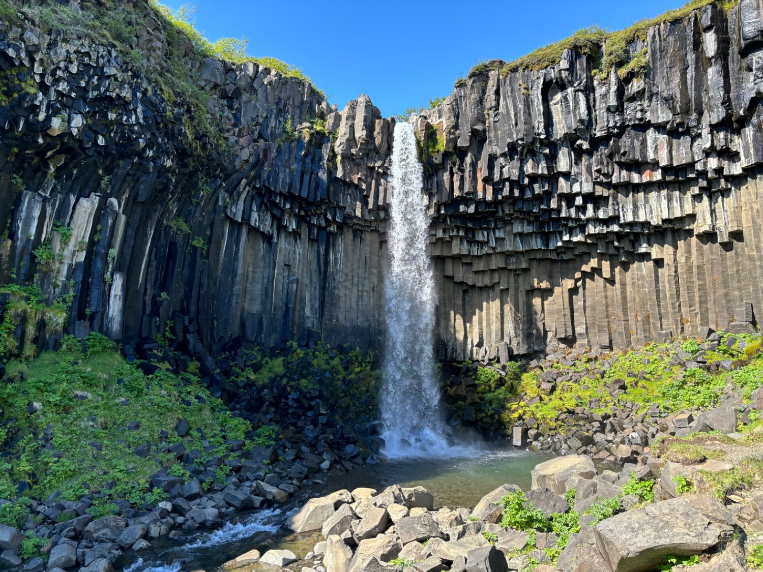 Hexagonal basalt columns at Svartifoss, Iceland [OC]