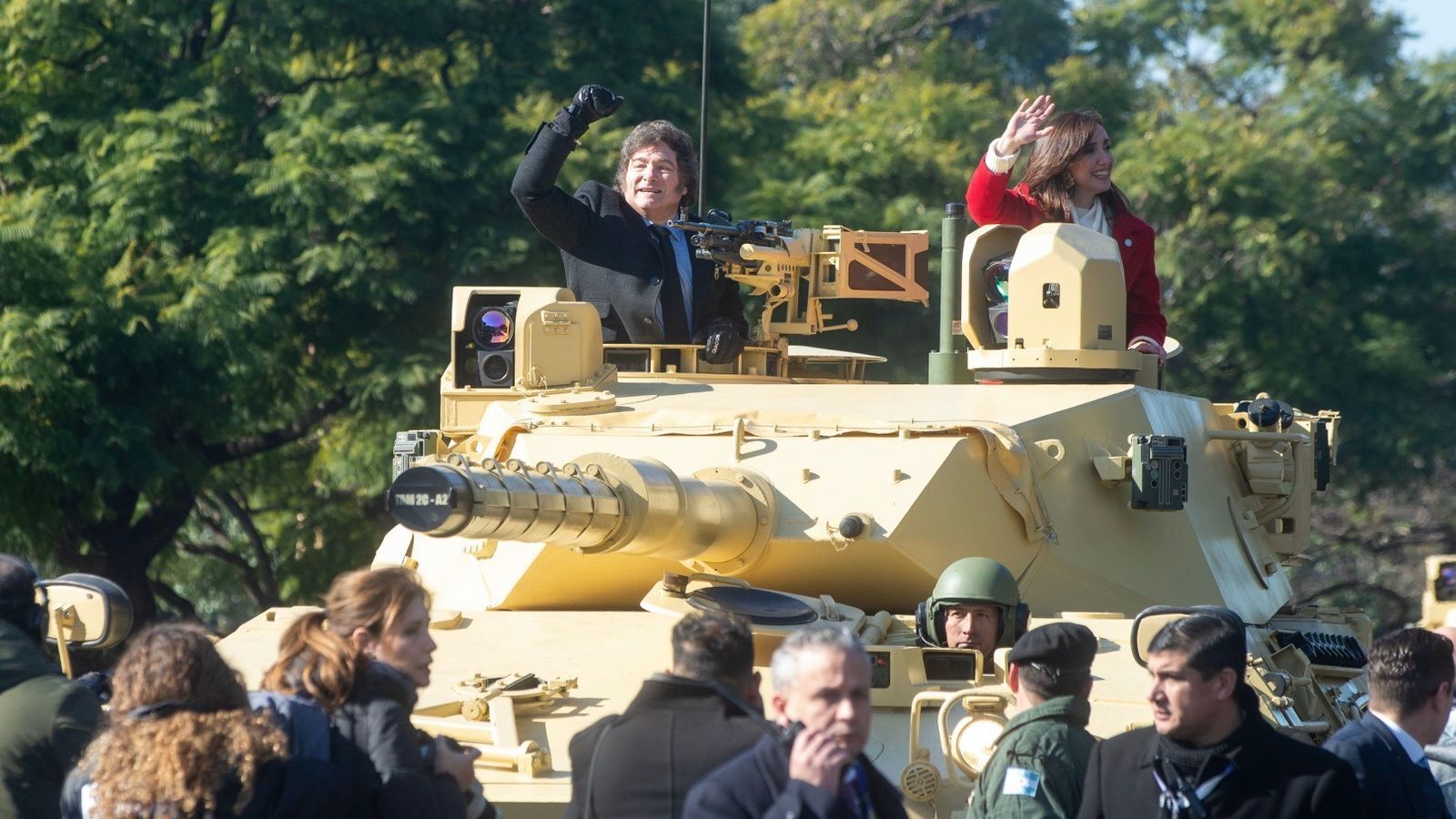 President Milei rides tank in Argentine independence day parade