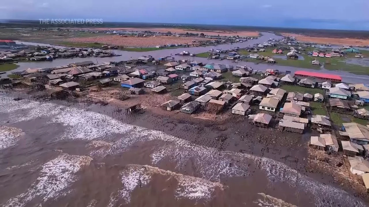 Nigerian community slowly disappearing under Atlantic Ocean due to coastal erosion