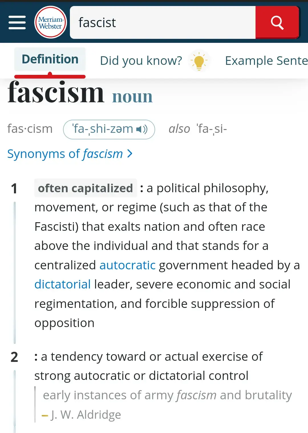 Definition of fascism