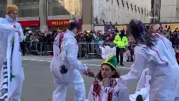 Macy's Thanksgiving Parade DISRUPTED by Palestine and Climate Protesters Glued to Ground
